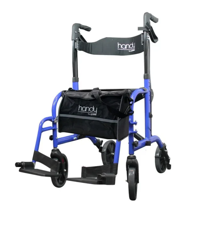 Andadera Plegable con Asiento y Reposapiés - Marca Handy.