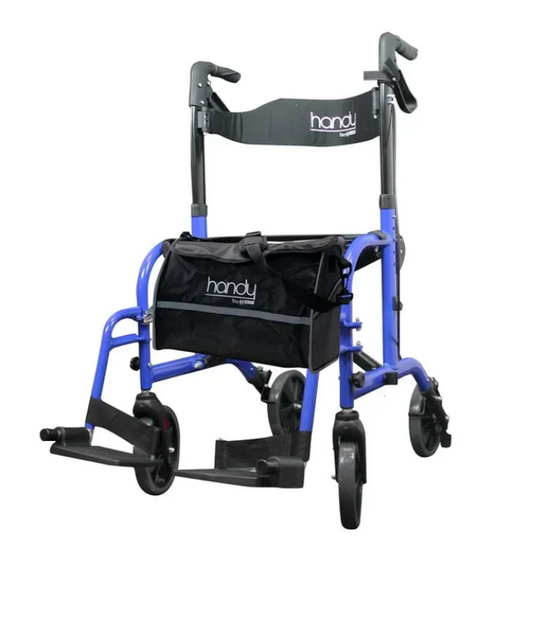 Andadera Plegable con Asiento y Reposapiés - Marca Handy.